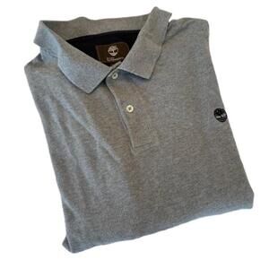 𝅺TIMBERLAND Long Sleeve Polo Shirt Gray Reg Fit Size XXL/TTG